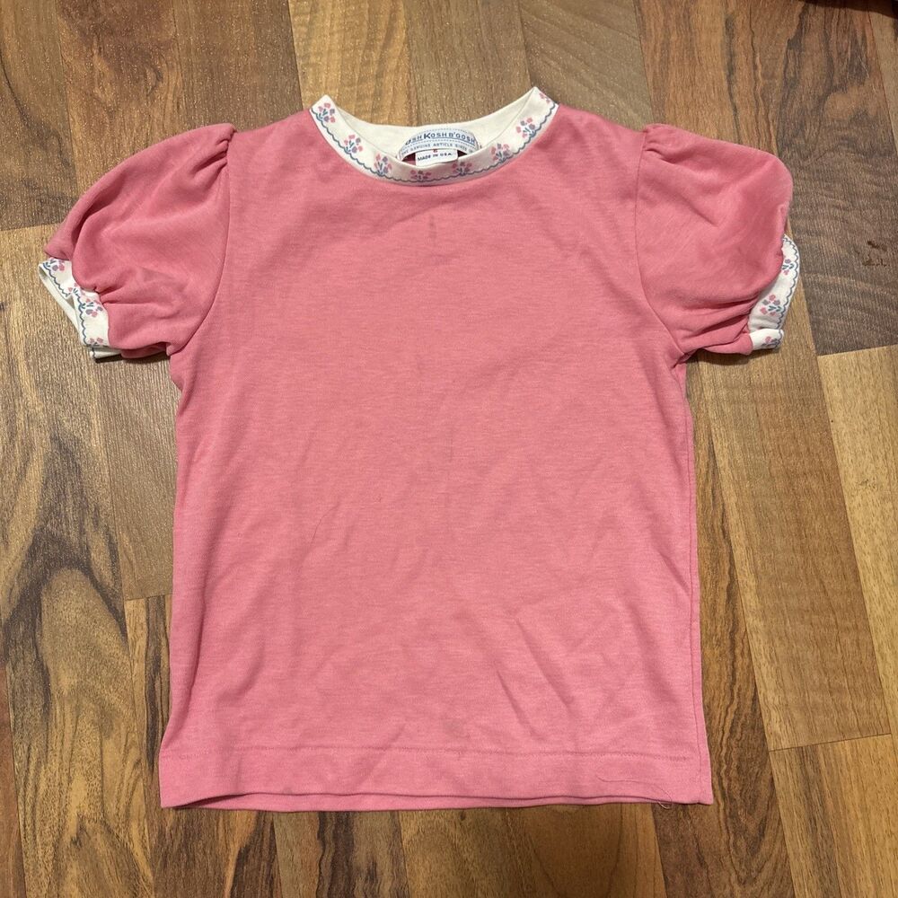 OshKoshBgosh Vintage Pink Floral Rare Children Shirt Size 6